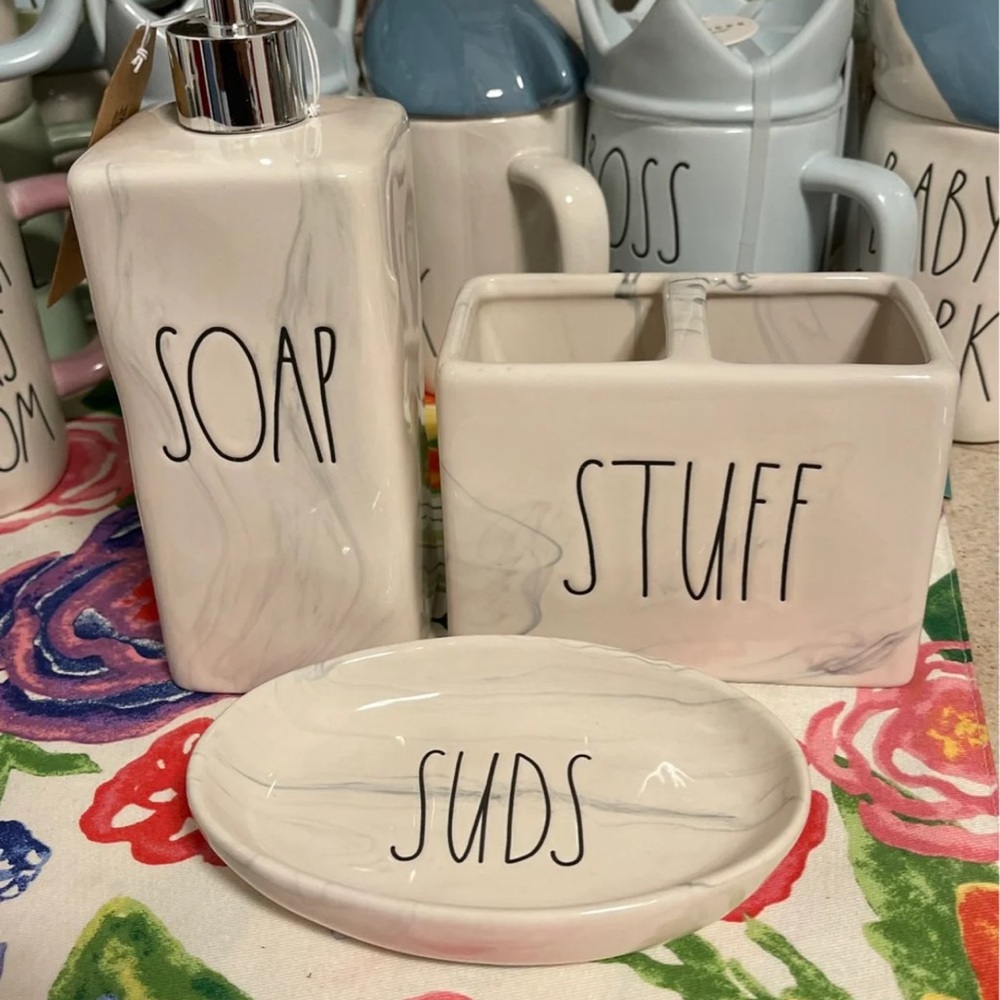 Rae Dunn Marble bathroom set